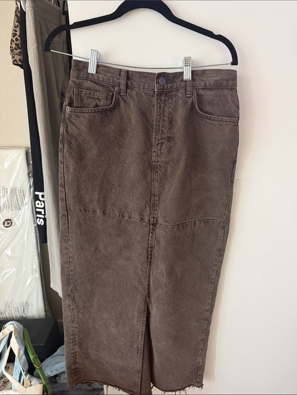 Reformation Brown Maxi Denim Skirt